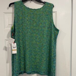 Ruby Rd. Teal and Lime Lace Tank Top